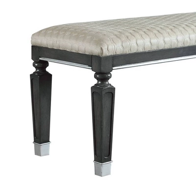 55" House Beatrice Two-Tone Ottoman Beige Fabric/Charcoal/Light Gray - Acme Furniture 5 55" House Beatrice Two-Tone Ottoman Beige Fabric/Charcoal/Light Gray - Acme Furniture - Image 4