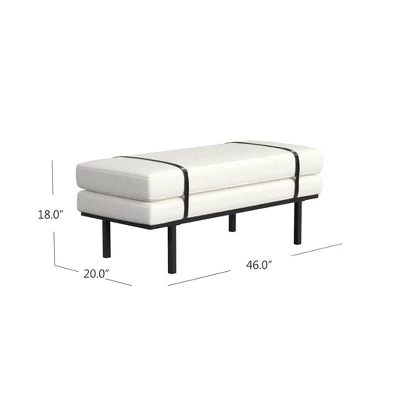 Upholstered Bench With Metal Base Cream Boucle - HomePop 8 Upholstered Bench With Metal Base Cream Boucle - HomePop - Image 6