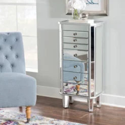Aislin Jewelry Armoire Mirror/Silver - Powell Company