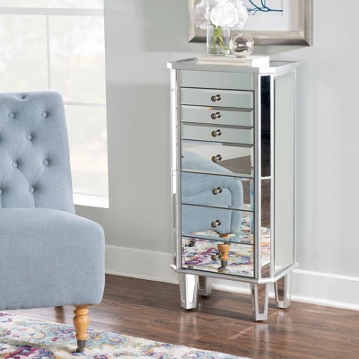 Aislin Jewelry Armoire Mirror/Silver - Powell Company 3 Aislin Jewelry Armoire Mirror/Silver - Powell Company
