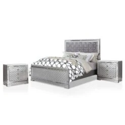 3pc Tenaya Bed With 2 Nightstands Set Silver/Gray - HOMES: Inside + Out 33 3pc Tenaya Bed With 2 Nightstands Set Silver/Gray - HOMES: Inside + Out -Bedroom Home Store GUEST 246f19f5 b3b4 427b ad8f 3516561adffa