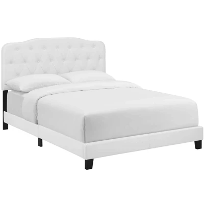Twin Amelia Twin Faux Leather Bed White - Modway 3 Twin Amelia Twin Faux Leather Bed White - Modway