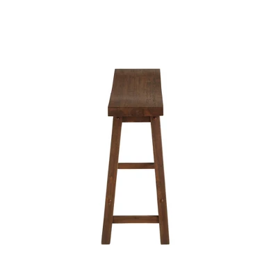 Saddle Design Wooden Bench With Grain Details - Benzara 4 Saddle Design Wooden Bench With Grain Details - Benzara - Image 2