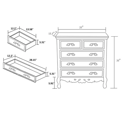 Levron Two-Tone Wood 5 Drawer Storage Cabinet Walnut Brown/White - Baxton Studio 12 Levron Two-Tone Wood 5 Drawer Storage Cabinet Walnut Brown/White - Baxton Studio - Image 10