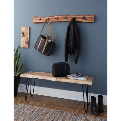Alaterre Furniture Hairpin Natural Brown Live Edge Wood With Metal Bench 7 Alaterre Furniture Hairpin Natural Brown Live Edge Wood With Metal Bench - Image 6