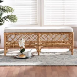 Orchard Fabric Upholstered And Rattan Bench White/Natural - Bali & Pari 13 Orchard Fabric Upholstered And Rattan Bench White/Natural - Bali & Pari -Bedroom Home Store GUEST 269bc041 f102 4317 bb39 3686923d5a68