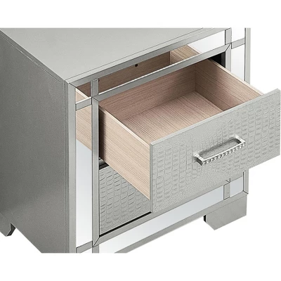 Passion Furniture Madison 2-Drawer Silver Champagne Nightstand (26 In. H X 17 In. W X 23 In. D) 4 Passion Furniture Madison 2-Drawer Silver Champagne Nightstand (26 In. H X 17 In. W X 23 In. D) - Image 2