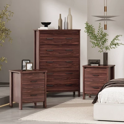 3pc Olimont Contemporary Dresser And Nightstand Set Walnut - Christopher Knight Home 7 3pc Olimont Contemporary Dresser And Nightstand Set Walnut - Christopher Knight Home - Image 5