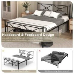 Costway Full/Queen Size Metal Platform Bed Frame W/ Headboard Mattress Foundation 17 Costway Full/Queen Size Metal Platform Bed Frame W/ Headboard Mattress Foundation -Bedroom Home Store GUEST 27e93499 5e54 4257 a1ac 3a3f4d89fbf6