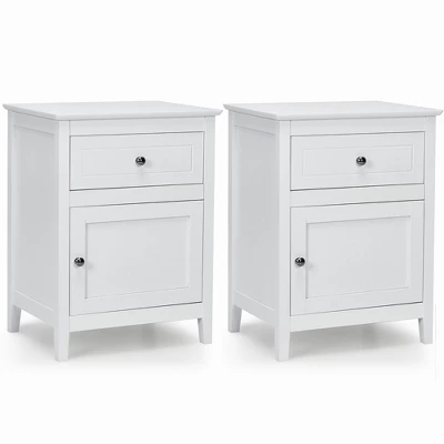 Costway 2PCS Nightstand With Drawer Accent Side End Table Storage Cabinet WhiteNatural 12 Costway 2PCS Nightstand With Drawer Accent Side End Table Storage Cabinet WhiteNatural - Image 11