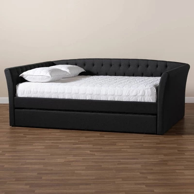 Delora Upholstered Daybed With Trundle - Baxton Studio 10 Delora Upholstered Daybed With Trundle - Baxton Studio - Image 8