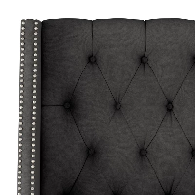 Arlette Nail Button Tufted Wingback Bed In Shiny Velvet - Skyline Furniture 5 Arlette Nail Button Tufted Wingback Bed In Shiny Velvet - Skyline Furniture - Image 3