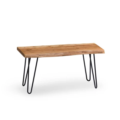 Alaterre Furniture Hairpin Natural Brown Live Edge Wood With Metal Bench 12 Alaterre Furniture Hairpin Natural Brown Live Edge Wood With Metal Bench - Image 11