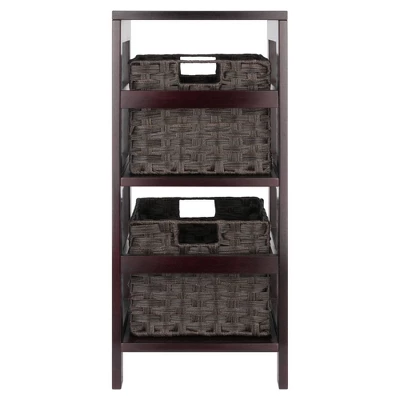29.21" 3pc Leo Storage Shelf With Baskets Espresso/Chocolate - Winsome 5 29.21" 3pc Leo Storage Shelf With Baskets Espresso/Chocolate - Winsome - Image 3