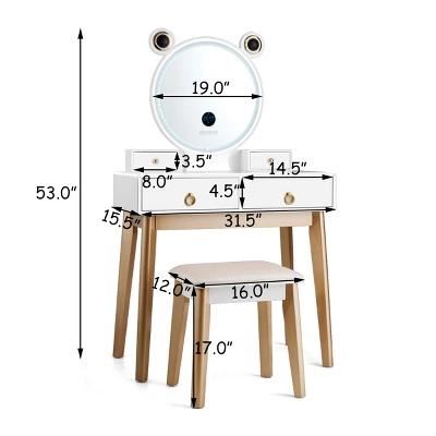 Costway Vanity Dressing Table Set Touch Screen Dimming Mirror 5 Costway Vanity Dressing Table Set Touch Screen Dimming Mirror - Image 3