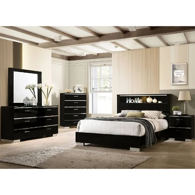 2pc Shorehaven Contemporary Dresser And Mirror Set Black/Chrome - MiBasics 4 2pc Shorehaven Contemporary Dresser And Mirror Set Black/Chrome - MiBasics - Image 2