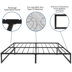 Flash Furniture 14 Inch Metal Platform Bed Frame - No Box Spring Needed With Steel Slat Support And Quick Lock Functionality -Bedroom Home Store GUEST 2e9b91cb 498e 45f8 9075 4996106dd6b0