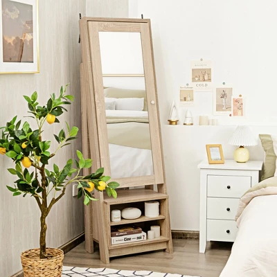 Costway Jewelry Cabinet Large Full Length Armoire 2-in-1 Stand Mirror Organizer 6 Costway Jewelry Cabinet Large Full Length Armoire 2-in-1 Stand Mirror Organizer - Image 4
