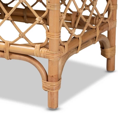 Orchard Fabric Upholstered And Rattan Bench White/Natural - Bali & Pari 5 Orchard Fabric Upholstered And Rattan Bench White/Natural - Bali & Pari - Image 3