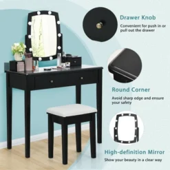 Costway Vanity Table Set With Lighted Mirror Adjustable 10 Bulbs Dresser 4 Drawer 17 Costway Vanity Table Set With Lighted Mirror Adjustable 10 Bulbs Dresser 4 Drawer -Bedroom Home Store GUEST 30006c6e 40d5 49b9 939b c58e4114d0fa