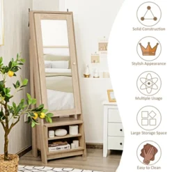 Costway Jewelry Cabinet Large Full Length Armoire 2-in-1 Stand Mirror Organizer 17 Costway Jewelry Cabinet Large Full Length Armoire 2-in-1 Stand Mirror Organizer -Bedroom Home Store GUEST 30623ed5 70db 4cd1 bd65 1bbb04d084d7