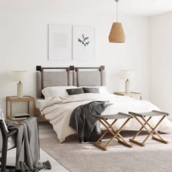 King Upholstered Wall Mount Floating Headboard Feather Gray - Nathan James