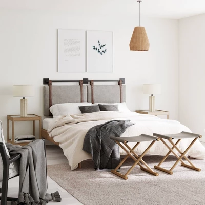 King Upholstered Wall Mount Floating Headboard Feather Gray - Nathan James 3 King Upholstered Wall Mount Floating Headboard Feather Gray - Nathan James