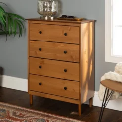 Bedroom Home Store 35 Stiva Classic Mid-Century Modern Vertical 4 Drawer Dresser - Saracina Home