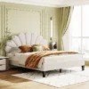 Upholstered Wood Platform Bed With Flower Pattern Velvet Headboard-ModernLuxe 2 Upholstered Wood Platform Bed With Flower Pattern Velvet Headboard-ModernLuxe -Bedroom Home Store GUEST 318d314f 9a4e 43cd ae98 5f90209dc3f8