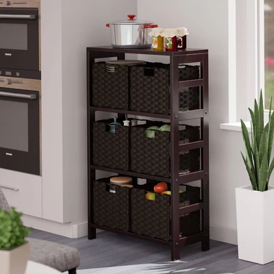 42" 7pc Leo Storage Shelf With Baskets Espresso/Chocolate - Winsome 15 42" 7pc Leo Storage Shelf With Baskets Espresso/Chocolate - Winsome - Image 13
