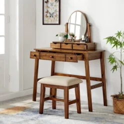 Lorna Vanity Set Walnut - Linon 13 Lorna Vanity Set Walnut - Linon -Bedroom Home Store GUEST 31aee4cf d7ea 47c9 800d c196037d9a21