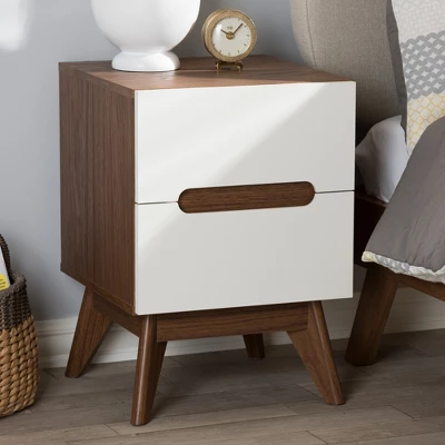 Calypso Mid - Century Modern Wood 3 - Drawer Storage Nightstand - Brown - Baxton Studio 7 Calypso Mid - Century Modern Wood 3 - Drawer Storage Nightstand - Brown - Baxton Studio - Image 5