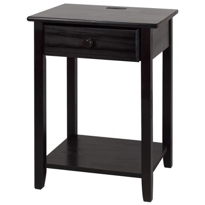 Casual Home Night Owl Sleek Solid Wood Bedroom Nightstand With Included Discrete 4 Port USB Port Station 4 Casual Home Night Owl Sleek Solid Wood Bedroom Nightstand With Included Discrete 4 Port USB Port Station - Image 2