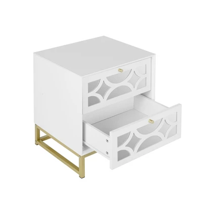 Averina 2 Drawers 45° Splicing White Mirror Front Nightstand With Storage - The Pop Maison 7 Averina 2 Drawers 45° Splicing White Mirror Front Nightstand With Storage - The Pop Maison - Image 5