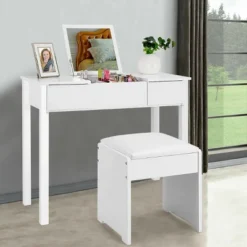 Costway White Vanity Dressing Table Furniture Stool Storage Box 16 Costway White Vanity Dressing Table Furniture Stool Storage Box -Bedroom Home Store GUEST 33ba1ac1 5620 45ea a377 135f476e9069