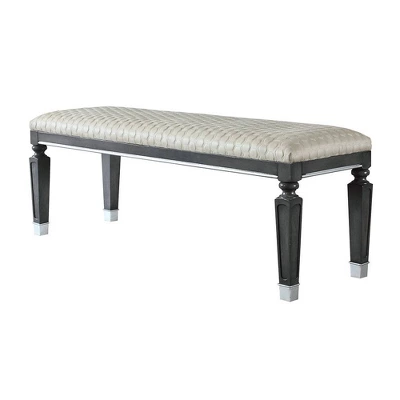 55" House Beatrice Two-Tone Ottoman Beige Fabric/Charcoal/Light Gray - Acme Furniture 3 55" House Beatrice Two-Tone Ottoman Beige Fabric/Charcoal/Light Gray - Acme Furniture - Image 2