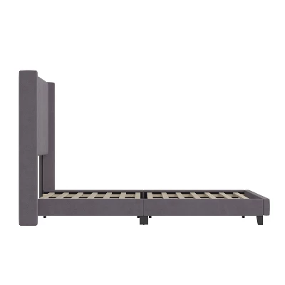 Soren Velvet Upholstered Platform Bed Frame With Wingback Headboard - Taylor & Logan 8 Soren Velvet Upholstered Platform Bed Frame With Wingback Headboard - Taylor & Logan - Image 6