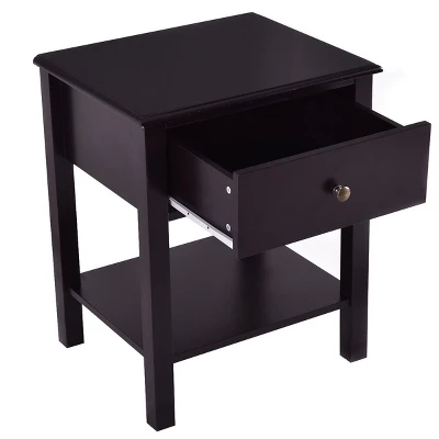 Costway End Table Nightstand Storage Display Furniture Drawer Shelf Beside Brown 7 Costway End Table Nightstand Storage Display Furniture Drawer Shelf Beside Brown - Image 5