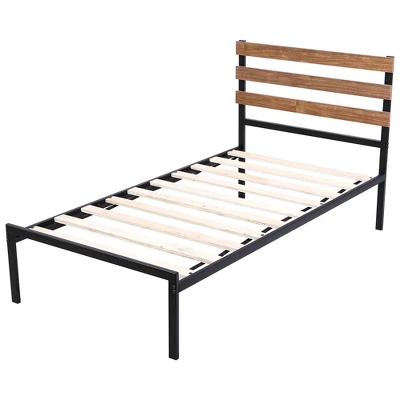 Costway Twin Size Metal Platform Bed Frame Mattress Foundation Wooden Headboard 13 Costway Twin Size Metal Platform Bed Frame Mattress Foundation Wooden Headboard - Image 11