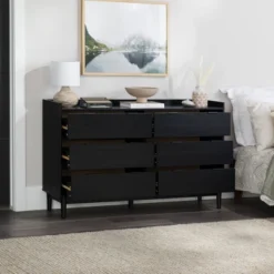 Mid-Century Modern Solid Wood 6 Drawer Double Dresser - Saracina Home -Bedroom Home Store GUEST 380e882b dc17 4cc7 a464 bbcd57e6227b