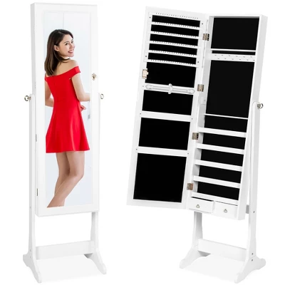 Best Choice Products 6-Tier Standing Mirror Lockable Storage Organizer Cabinet Armoire W/ Velvet Interior 9 Best Choice Products 6-Tier Standing Mirror Lockable Storage Organizer Cabinet Armoire W/ Velvet Interior - Image 7