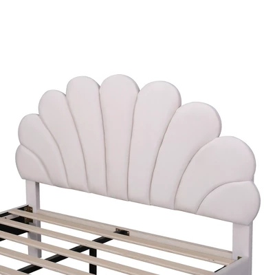 Upholstered Wood Platform Bed With Flower Pattern Velvet Headboard-ModernLuxe 8 Upholstered Wood Platform Bed With Flower Pattern Velvet Headboard-ModernLuxe - Image 6