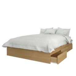 2pc Ballet Bedroom Set Natural Maple/Charcoal Gray - Nexera
