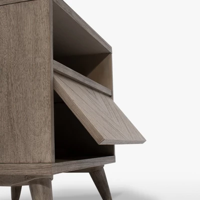 ELuxury Chevron Wood Nightstand With Drawer 5 ELuxury Chevron Wood Nightstand With Drawer - Image 3