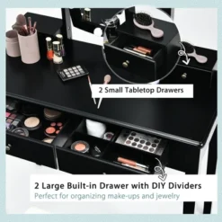 Costway Vanity Table Set With Lighted Mirror Adjustable 10 Bulbs Dresser 4 Drawer 14 Costway Vanity Table Set With Lighted Mirror Adjustable 10 Bulbs Dresser 4 Drawer -Bedroom Home Store GUEST 3a27ca32 855b 4d1e 9252 6ce4584b907a