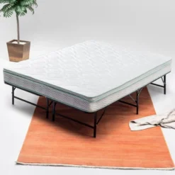 Continental Sleep 14 Inch Quickbase Metal Mattress Platform Bed Frame Foundation With Steel Slats (No Box Spring Needed), Twin, Black