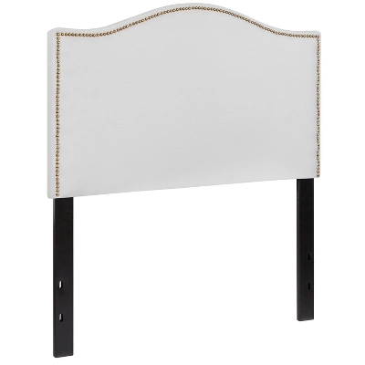 Flash Furniture Lexington Upholstered Twin Size Headboard With Accent Nail Trim In White Fabric 4 Flash Furniture Lexington Upholstered Twin Size Headboard With Accent Nail Trim In White Fabric - Image 2