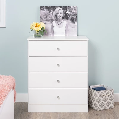 Astrid 4 Drawer Dresser With Crystal Knobs White - Prepac 7 Astrid 4 Drawer Dresser With Crystal Knobs White - Prepac - Image 5