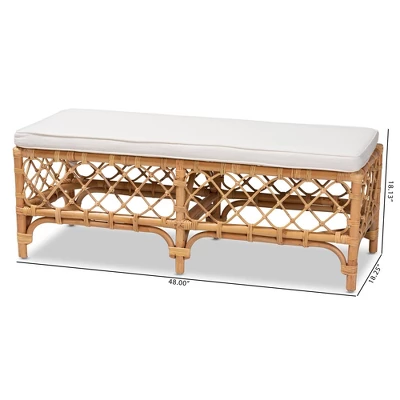 Orchard Fabric Upholstered And Rattan Bench White/Natural - Bali & Pari 9 Orchard Fabric Upholstered And Rattan Bench White/Natural - Bali & Pari - Image 7