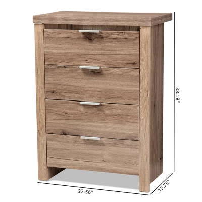 Laverne Modern And Contemporary Oak Finished 4 Drawer Chest Brown - Baxton Studio 9 Laverne Modern And Contemporary Oak Finished 4 Drawer Chest Brown - Baxton Studio - Image 7